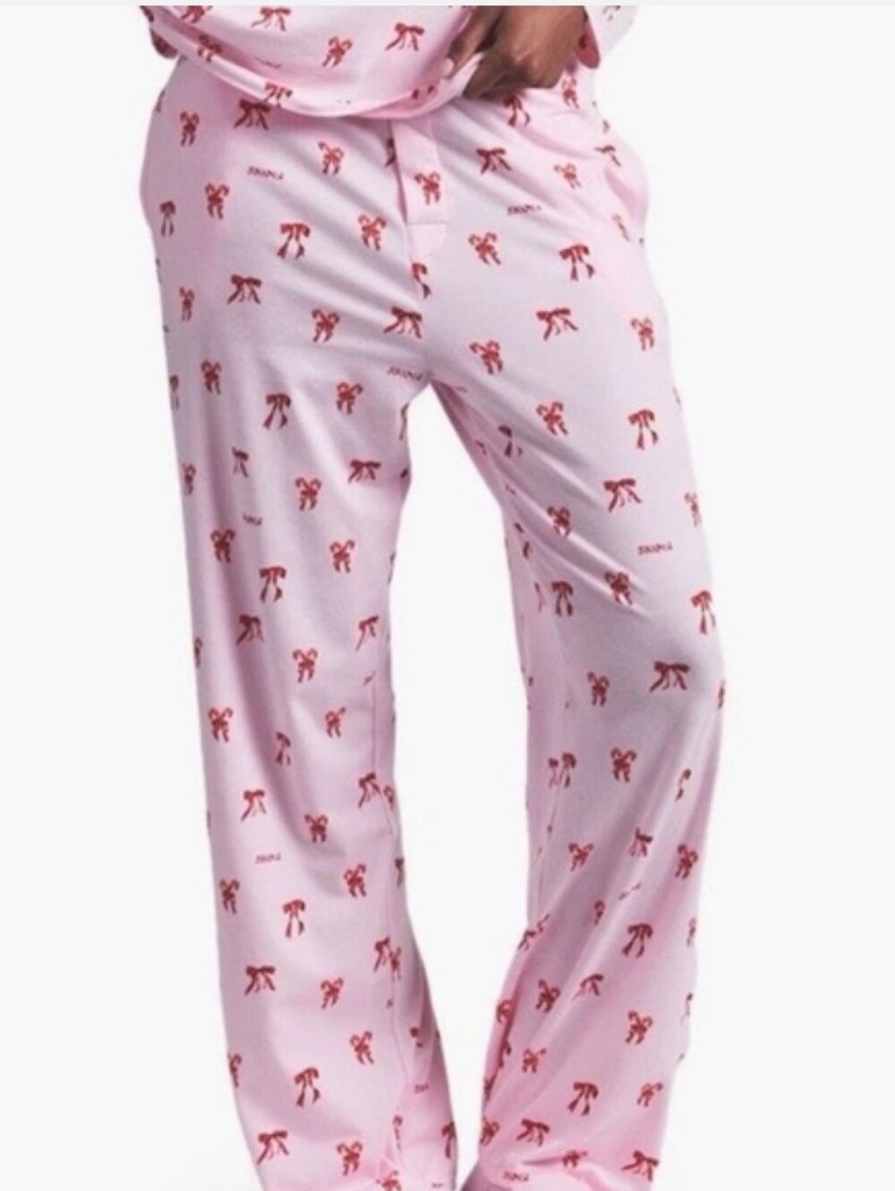 SKIMS Boyfriend Sleep Pants Cherry Blossom Candy Bow Print NWT Size MEDIUM
